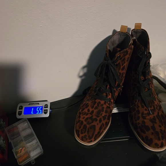 Dr Scholls Womens Leopard Print Lace Up Ankle Boots Size 8M Side Zip Platform - Picture 9 of 9